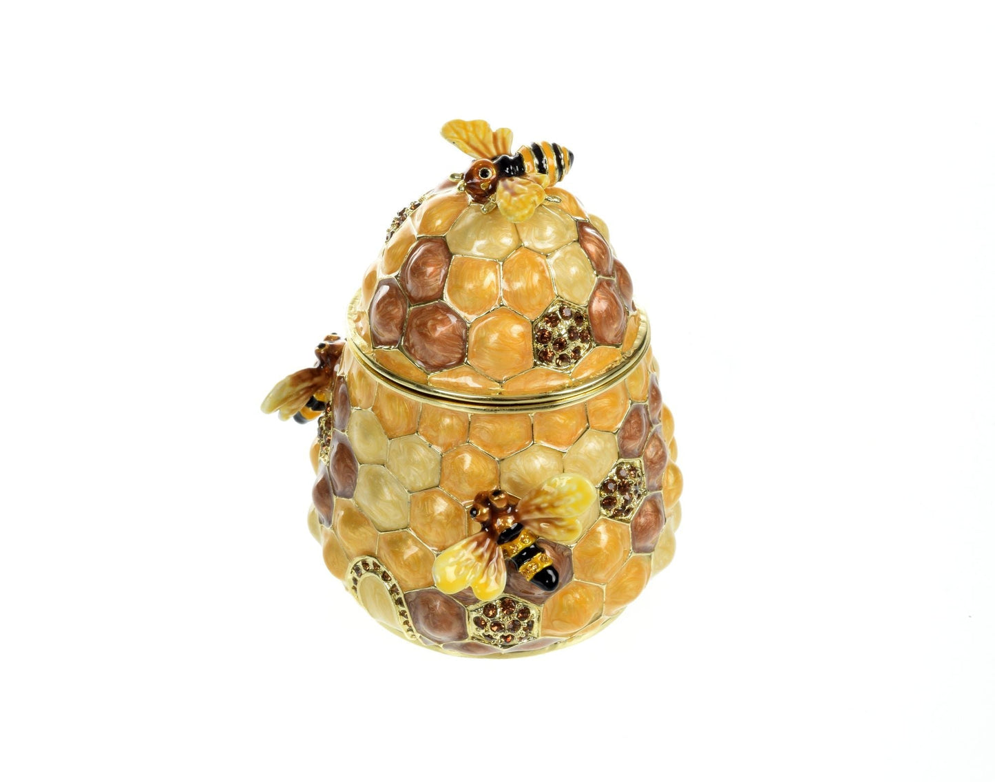 Keren Kopal Honey Beehive with bees Trinket Box golden