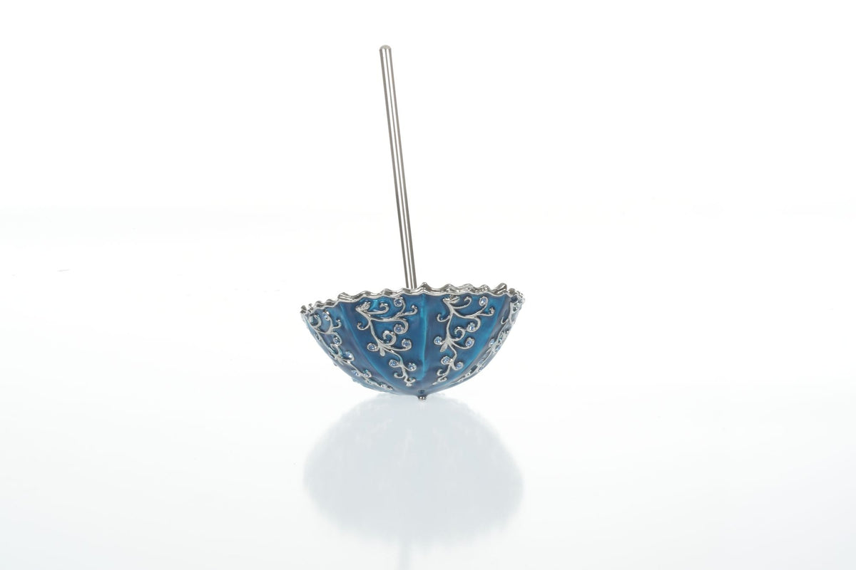Keren Kopal Blue Umbrella Trinket Box Handmade with Swarovski Crystals