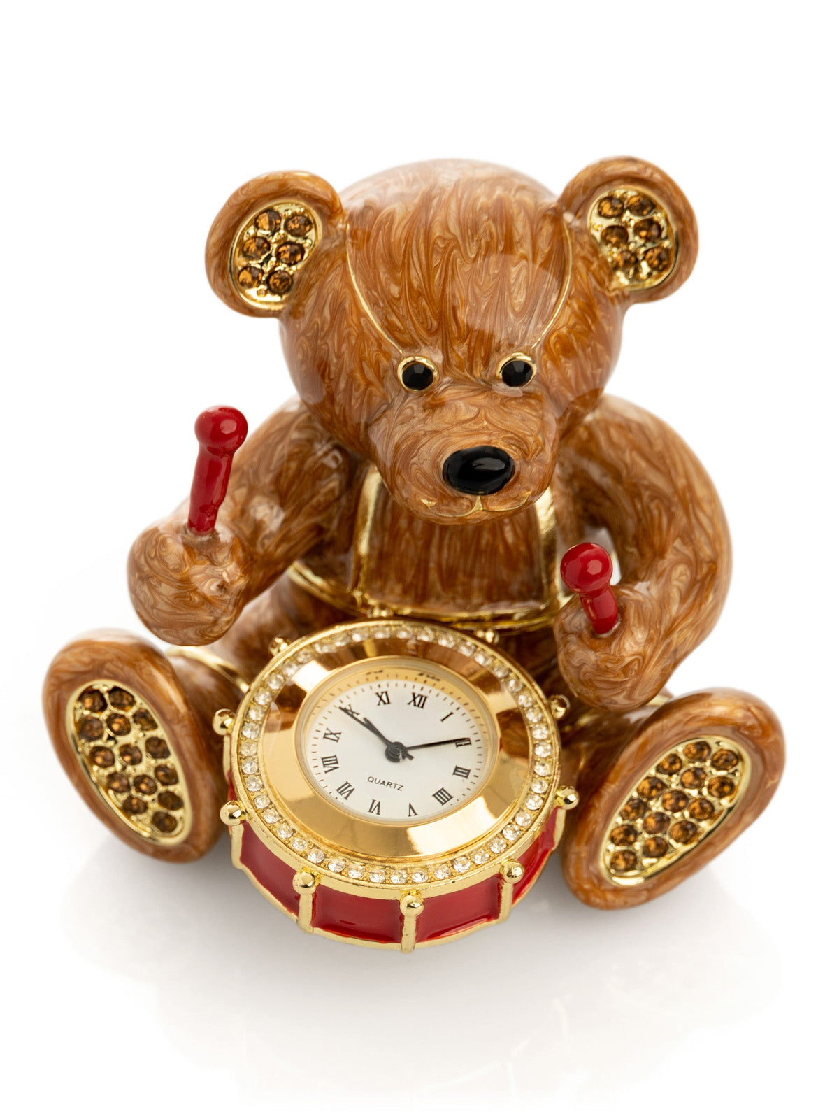 Keren Kopal Brown Bear with Clock in a Drum