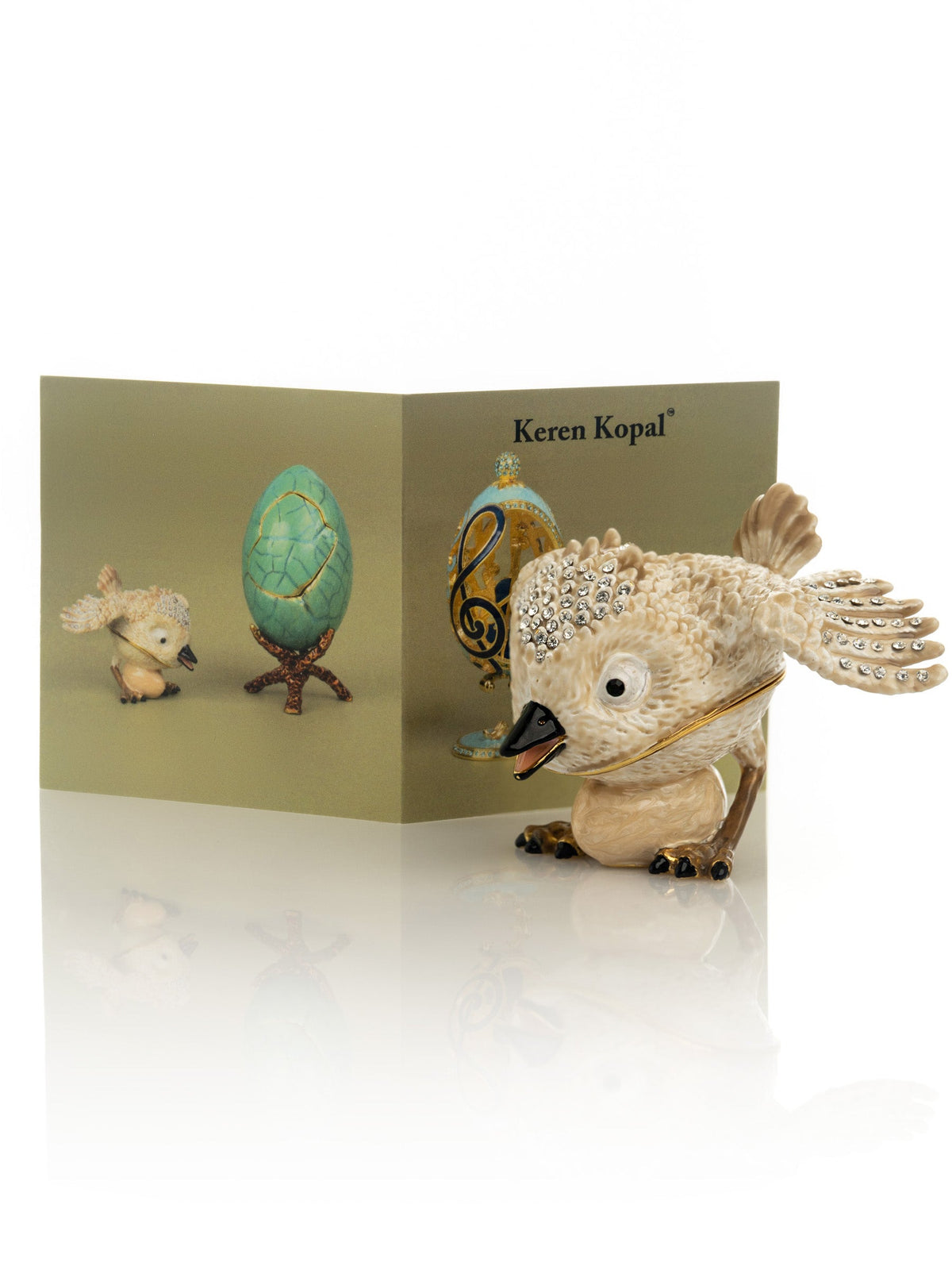 Keren Kopal Beige Bird with Egg Trinket Box