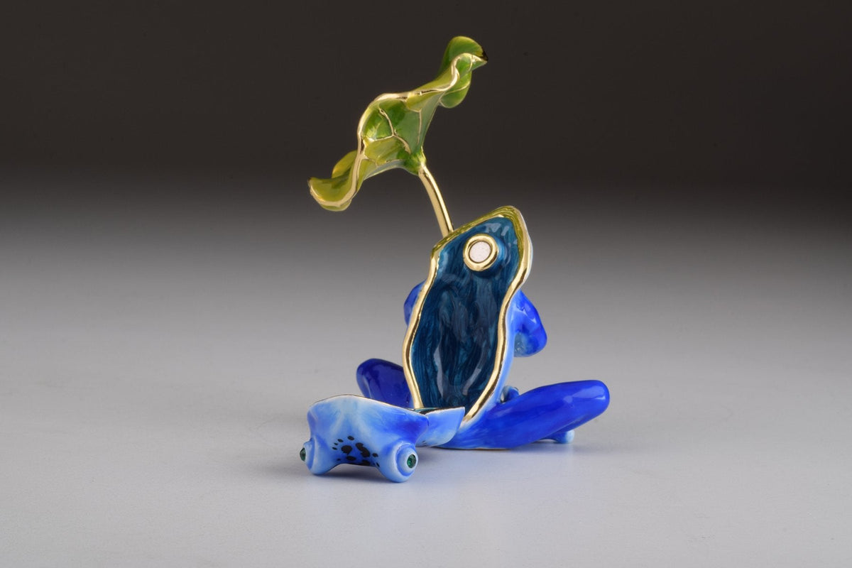 Keren Kopal Blue Frog with Umbrella Trinket Box
