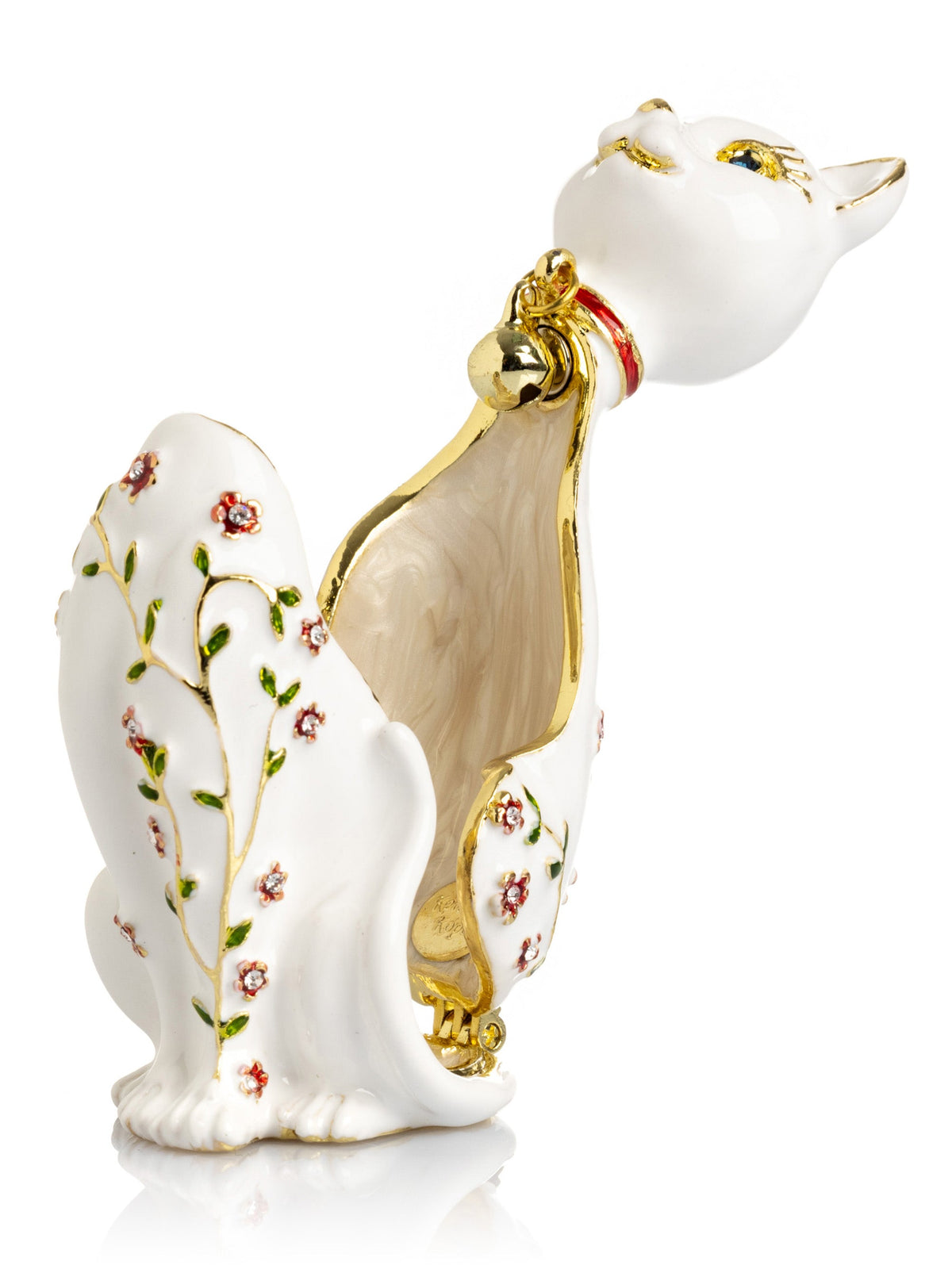 Keren Kopal White Cat with Flowers
