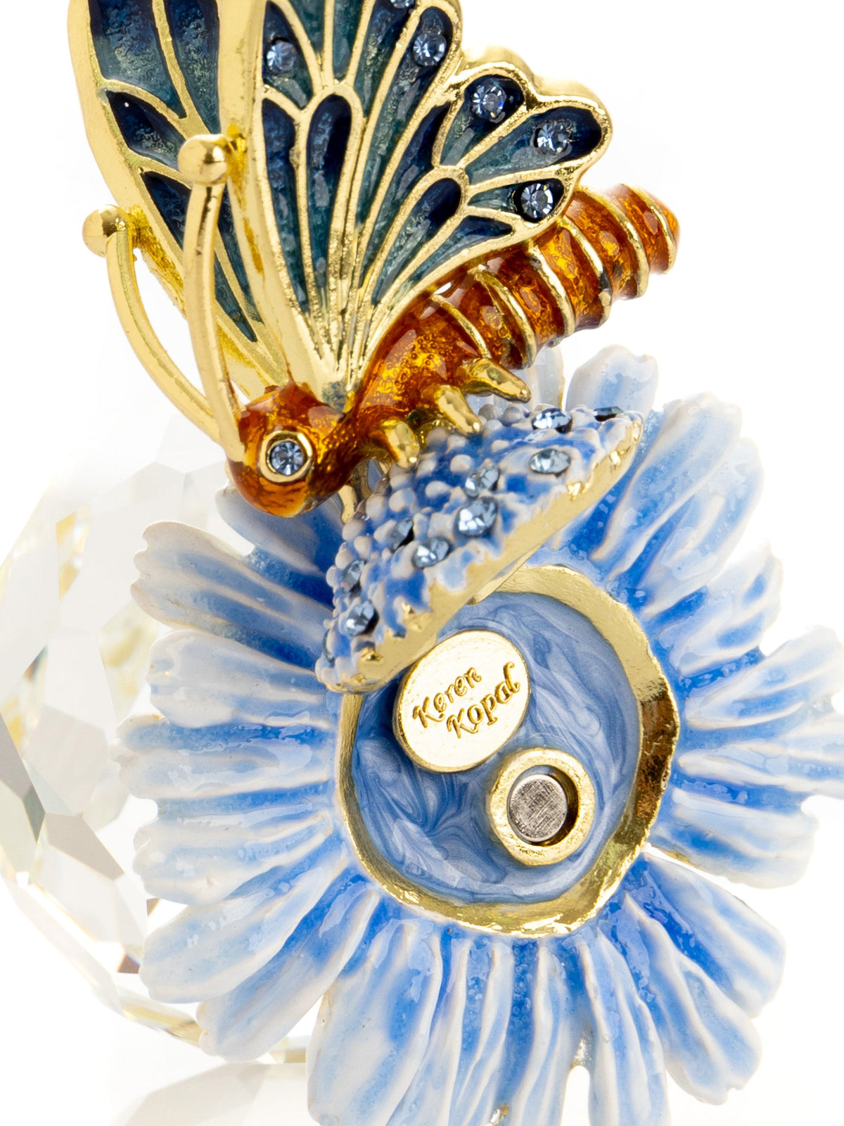 Keren Kopal Butterfly sitting on Flower and Crystal