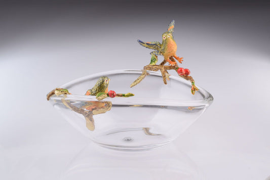 Keren Kopal Colorful Birds on Glass Plate