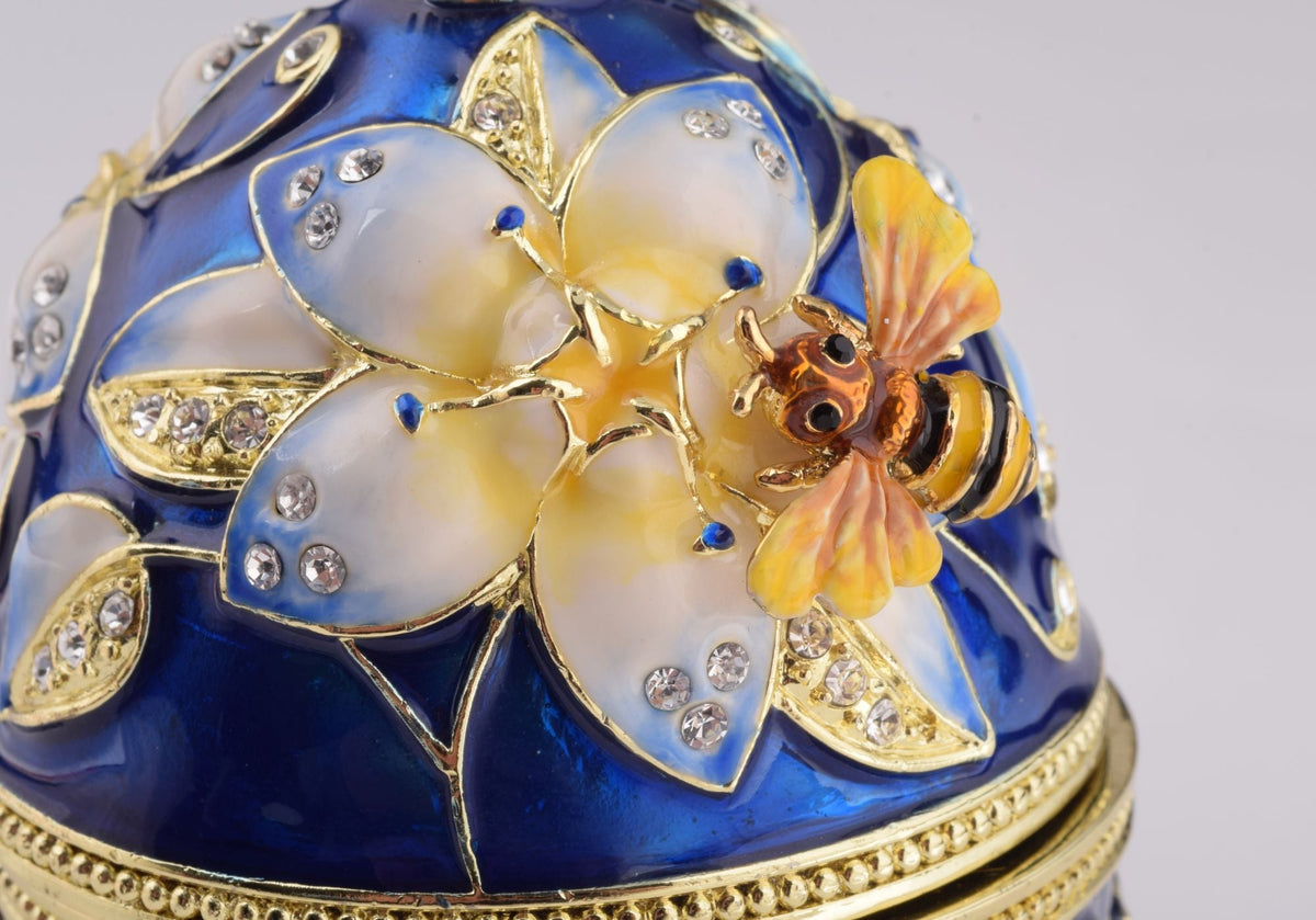 Keren Kopal Blue Easter Egg with Bee & Flowers