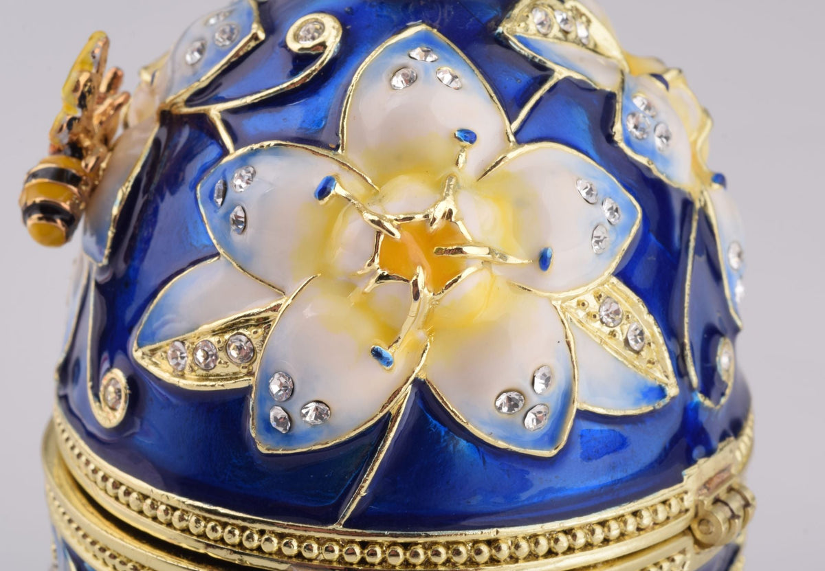 Keren Kopal Blue Easter Egg with Bee & Flowers