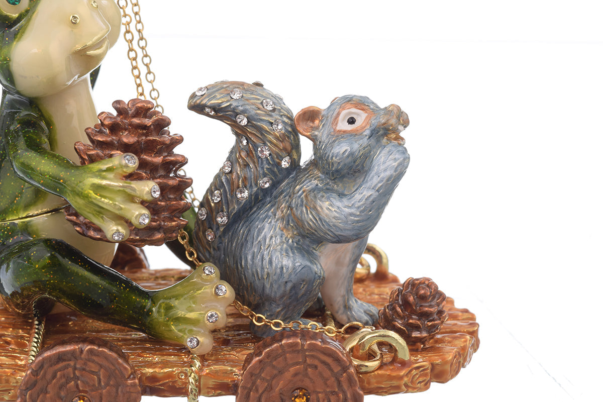 Keren Kopal Frog and Squirrel on Wooden Car