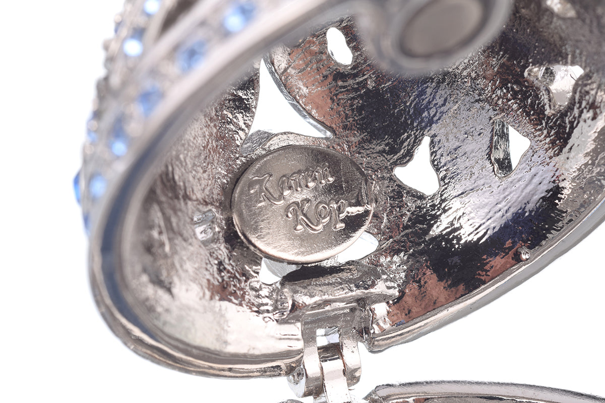 Keren Kopal Silver Faberge Egg with Blue Crystals
