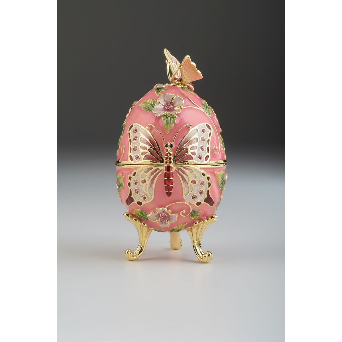 Keren Kopal Pink Faberge Egg with Flowers and Butterfly