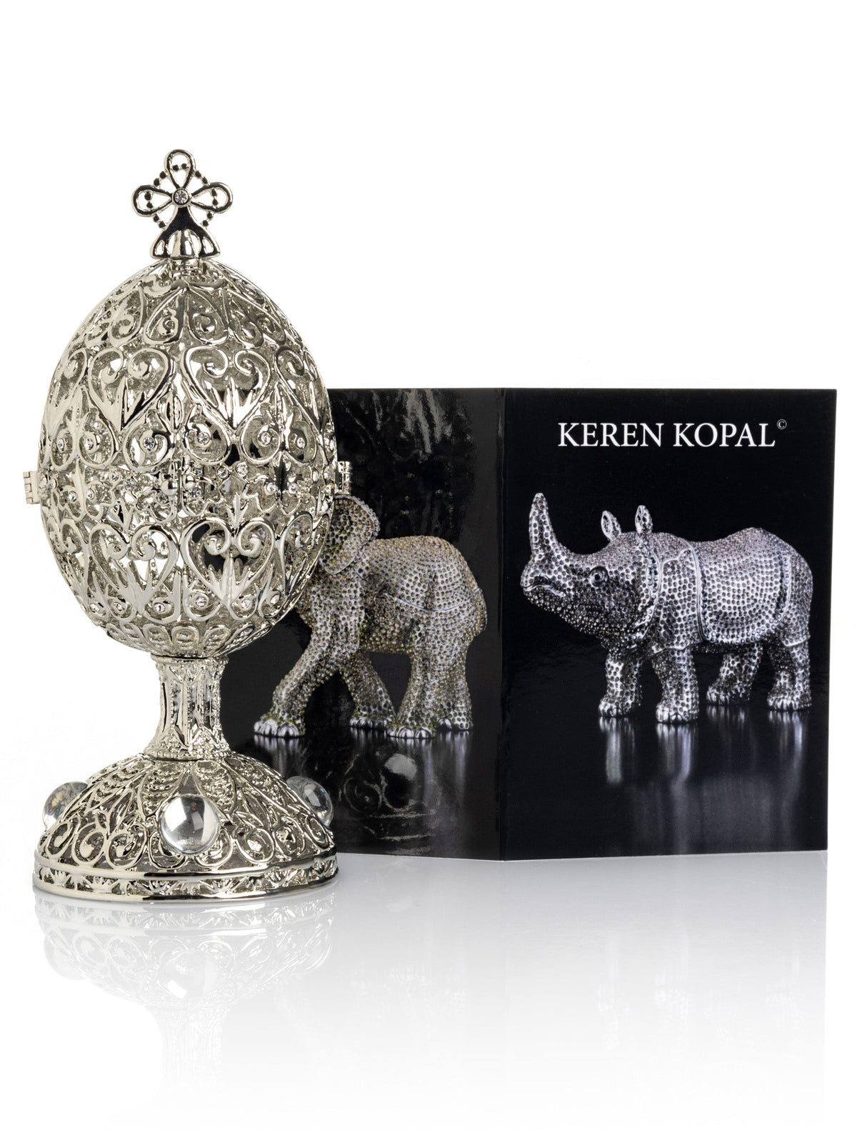 Keren Kopal Silver Easter Egg with Ferris Wheel Surprise Inside
