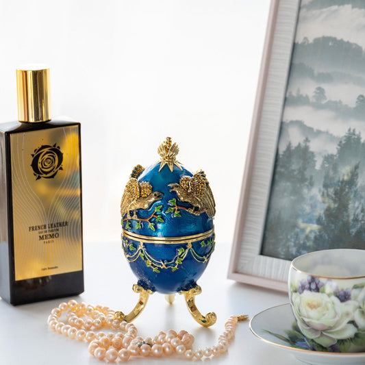 Keren Kopal Blue Russian Egg with Eagles Music Playing Egg