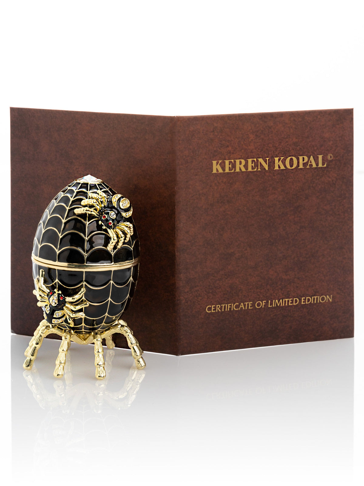 Keren Kopal Black Faberge Egg Spiderweb Decoration Music Playing Egg