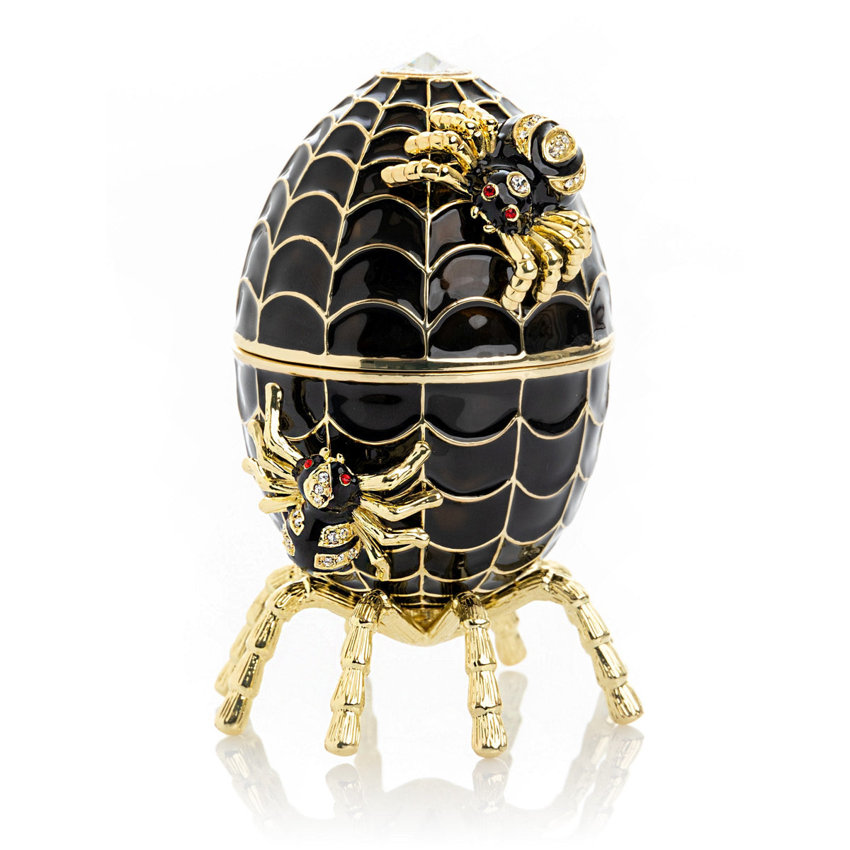 Keren Kopal Black Faberge Egg Spiderweb Decoration Music Playing Egg
