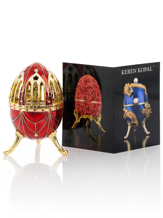 Keren Kopal Red Faberge Egg with Horse Carousel Surprise Inside