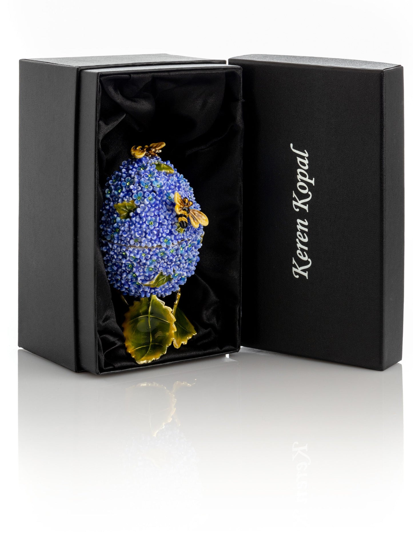 Keren Kopal Blue Flower and Bees music box with Leaves Fur Elise by Ludwig Van Beethoven