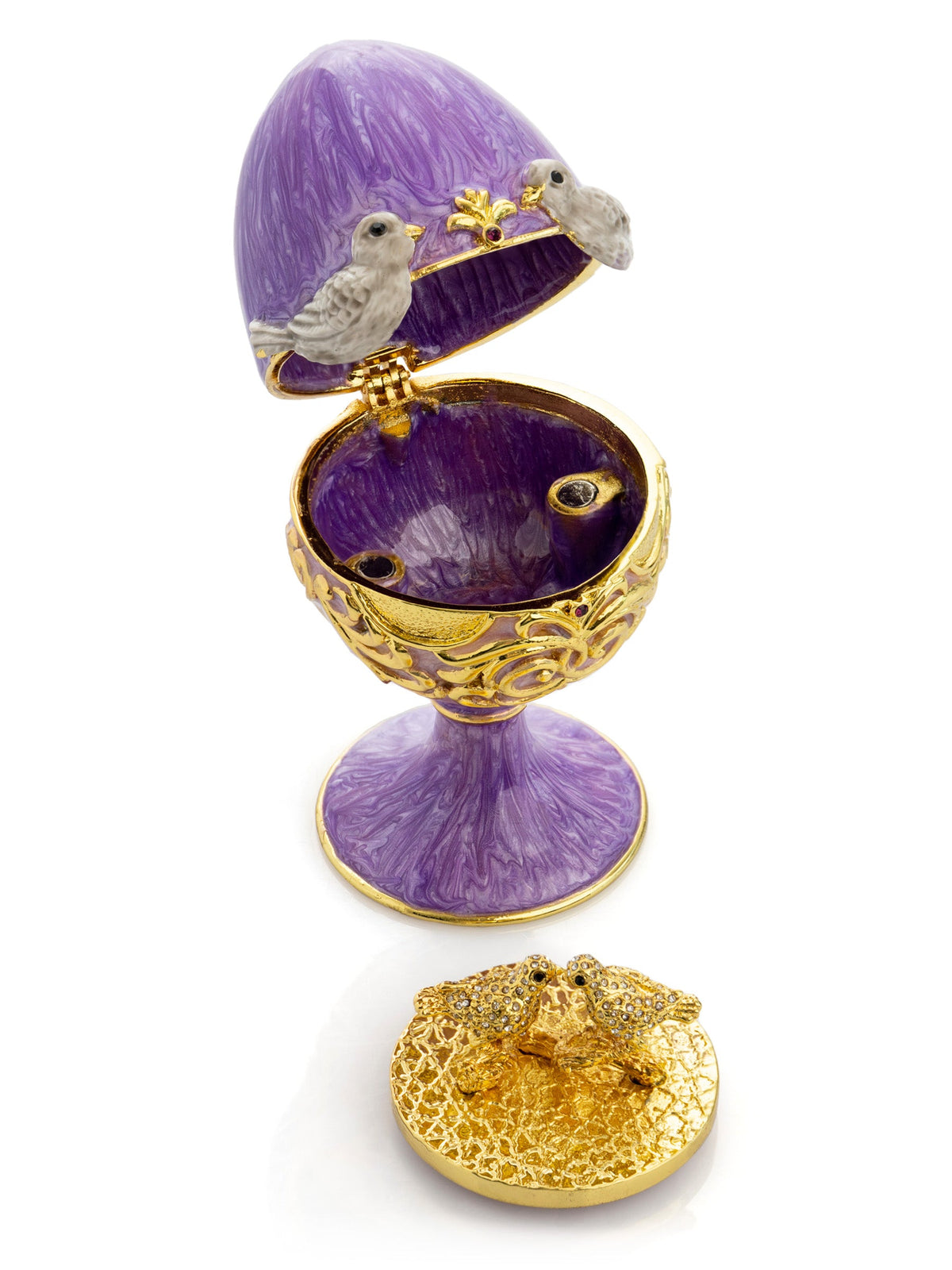 Keren Kopal Purple Egg with two Gold love doves