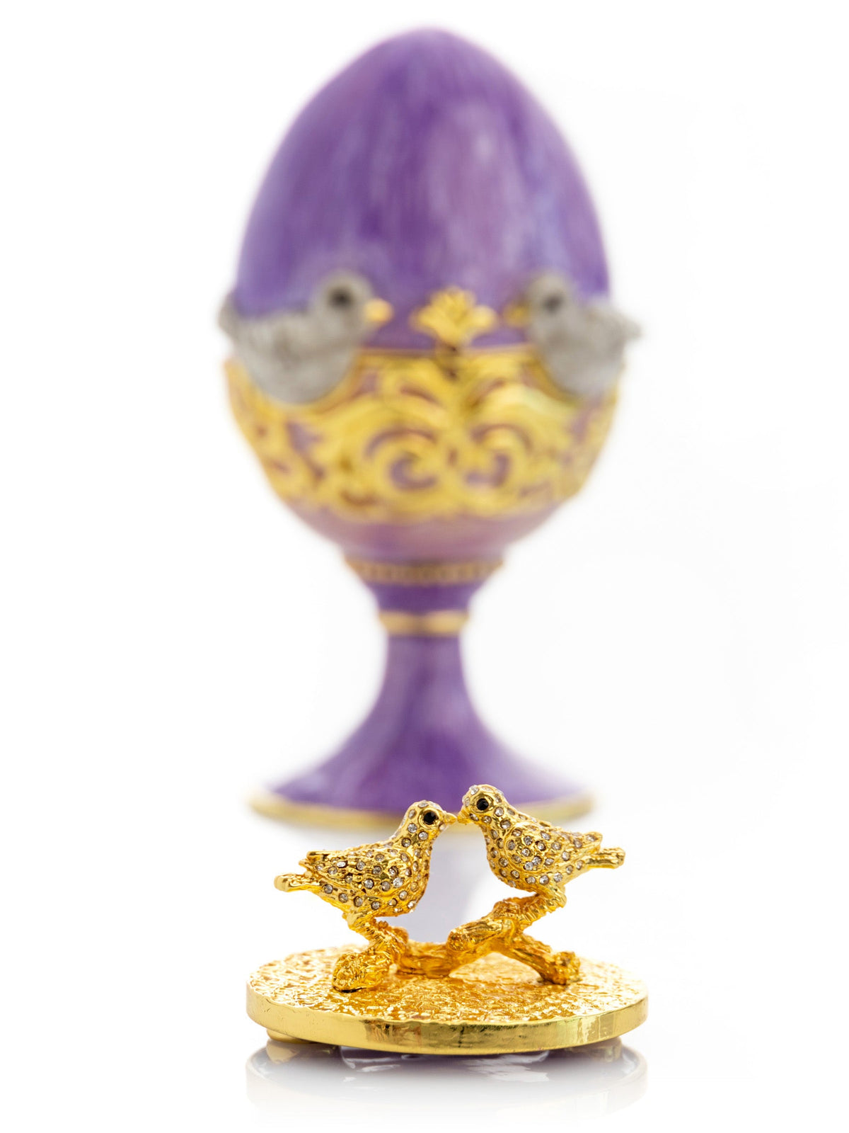 Keren Kopal Purple Egg with two Gold love doves