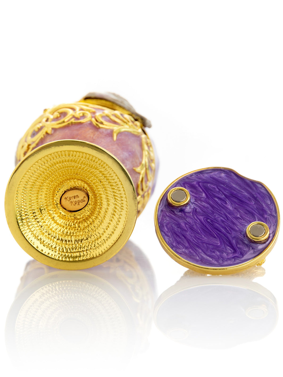 Keren Kopal Purple Egg with two Gold love doves