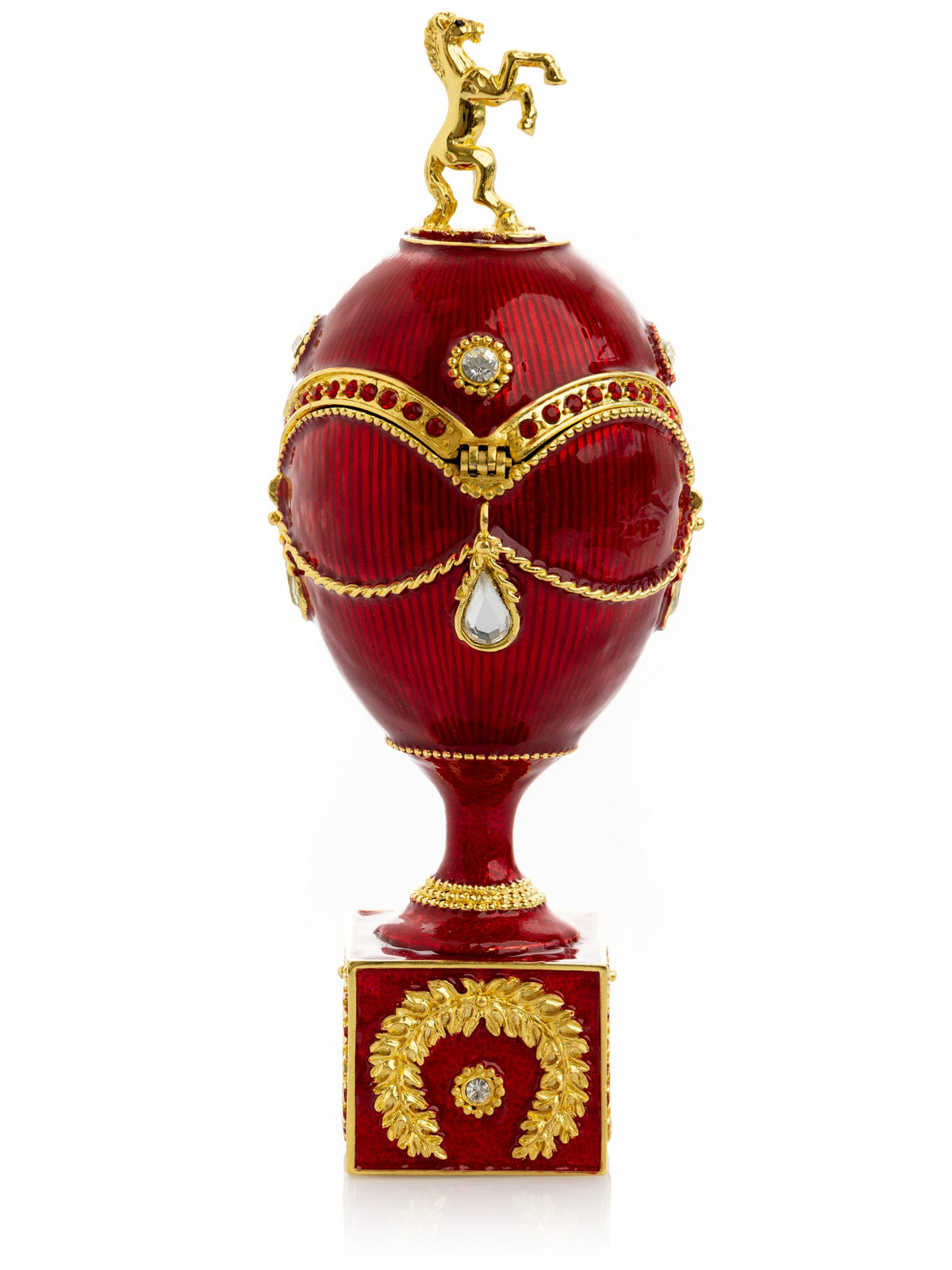 Keren Kopal Red Faberge Egg with Gold Horse