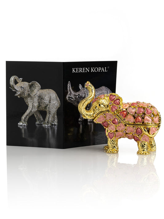 Keren Kopal Golden Elephant with Hearts decoration