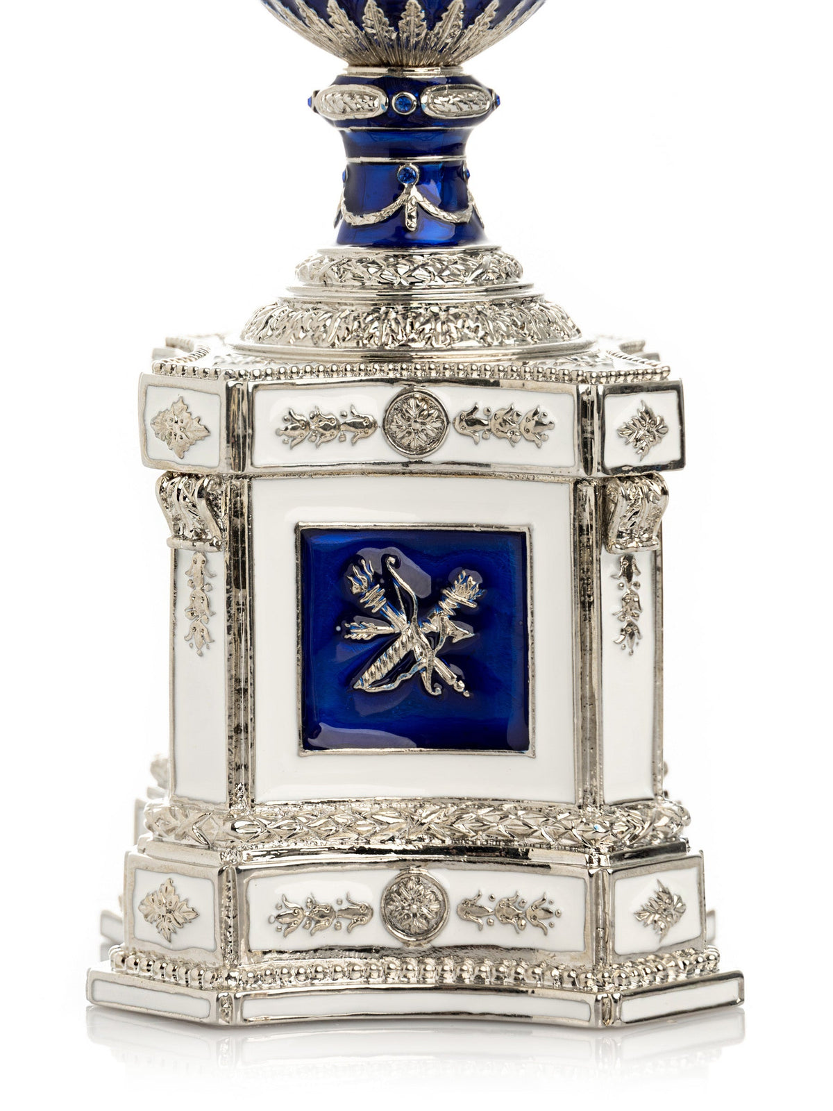 Keren Kopal Blue Faberge Egg with a Pearl and a Clock