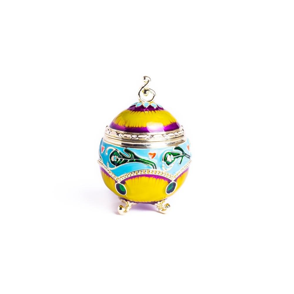 Keren Kopal Colorful Decorated Faberge Egg with Peacock Surprise