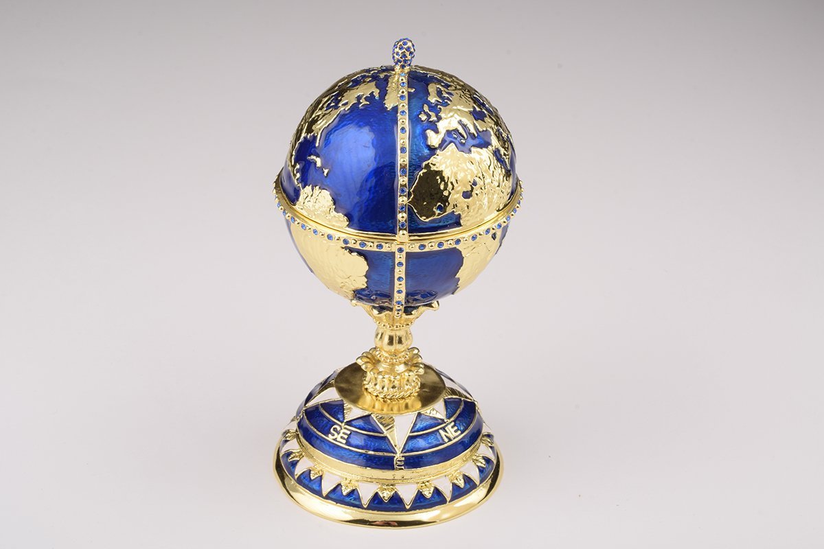 Keren Kopal Globe Faberge Egg with Sailing ship