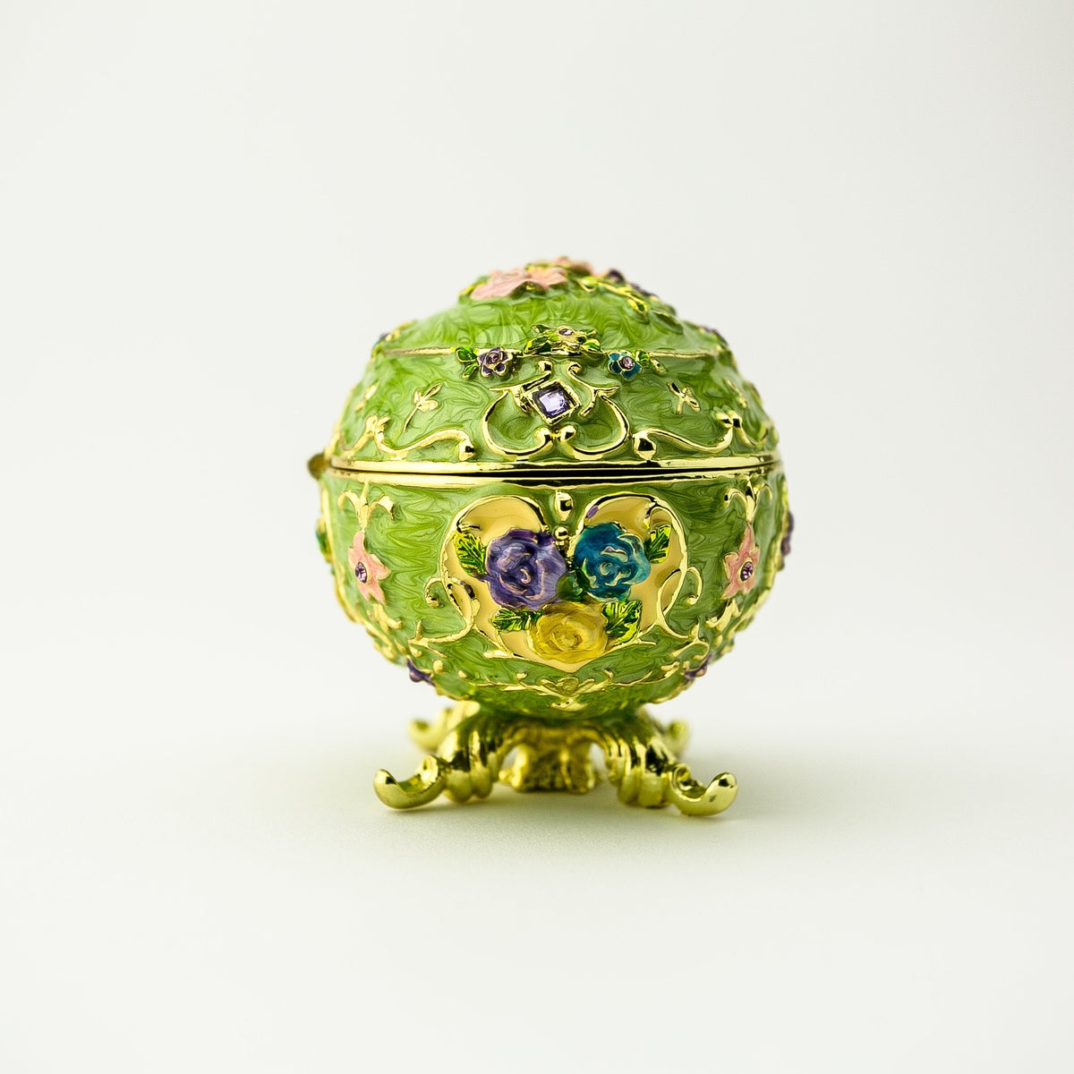Keren Kopal Green Faberge Egg with Flowers