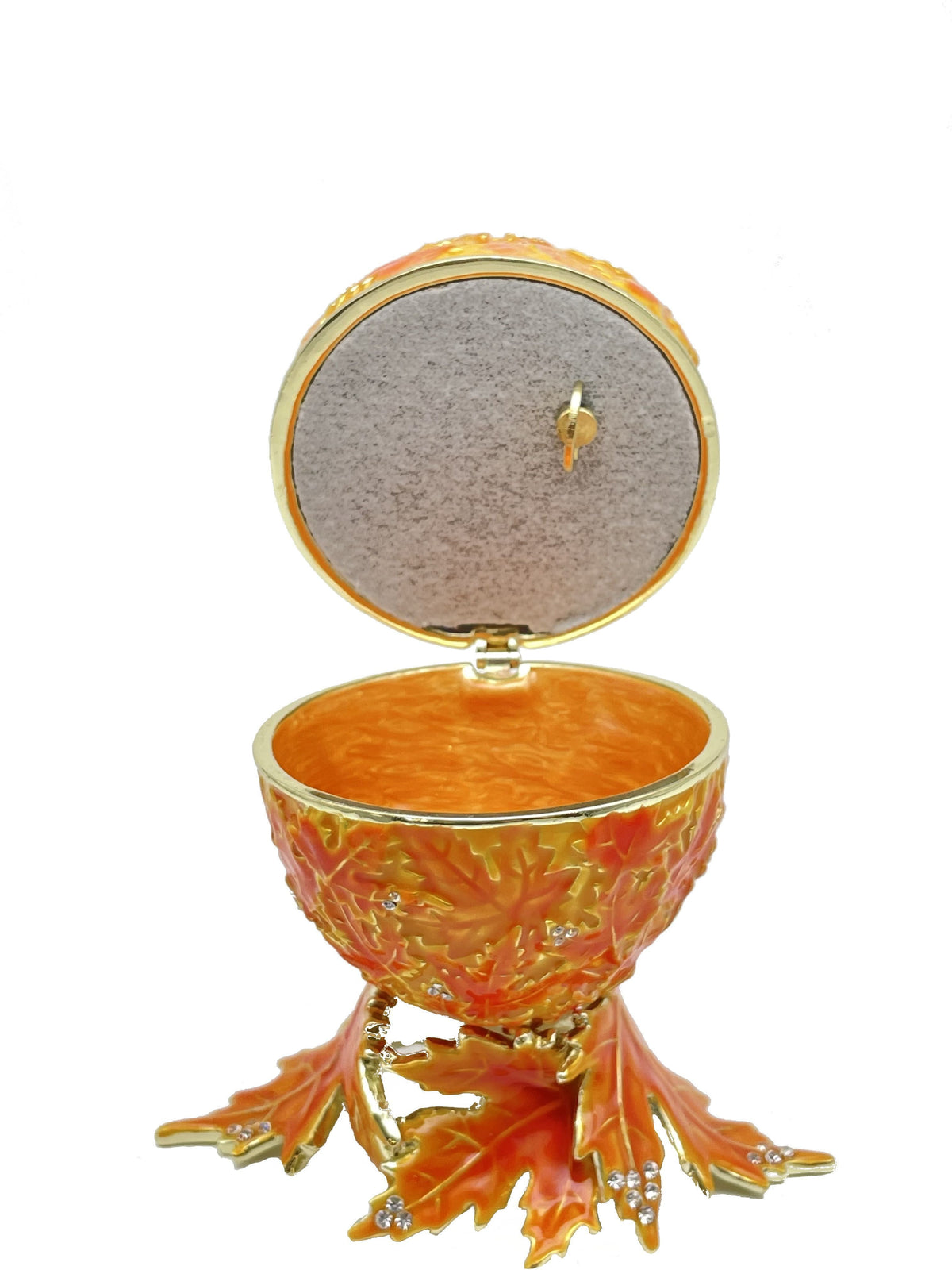 Keren Kopal Orange Faberge Egg with Leaves