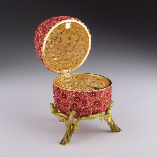 Keren Kopal Red Flowers Faberge Egg