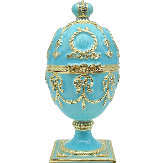 Keren Kopal Turquoise Faberge Egg with Swan Inside
