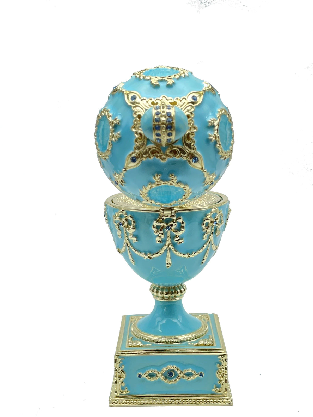 Keren Kopal Turquoise Faberge Egg with Swan Inside