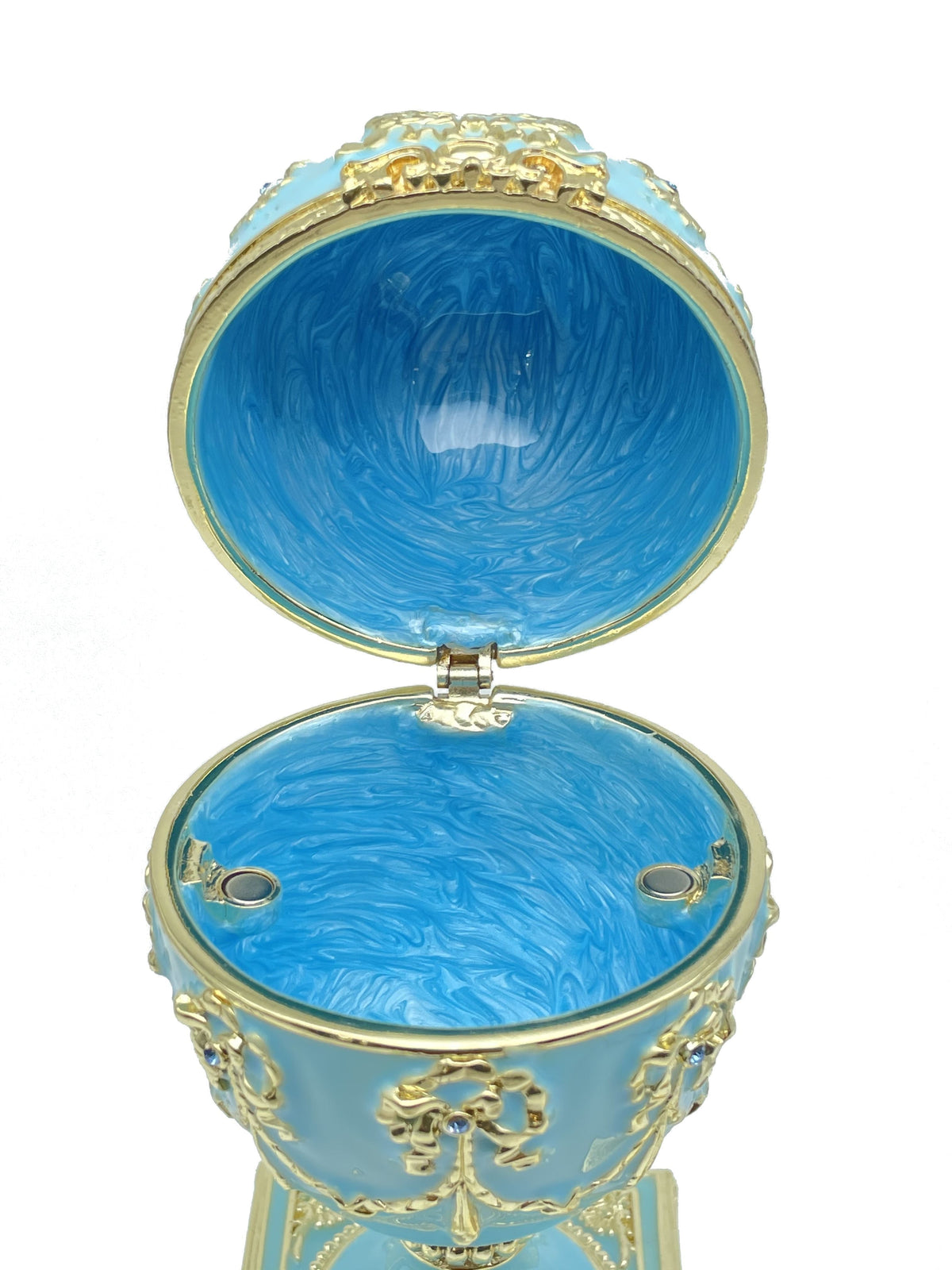 Keren Kopal Turquoise Faberge Egg with Swan Inside