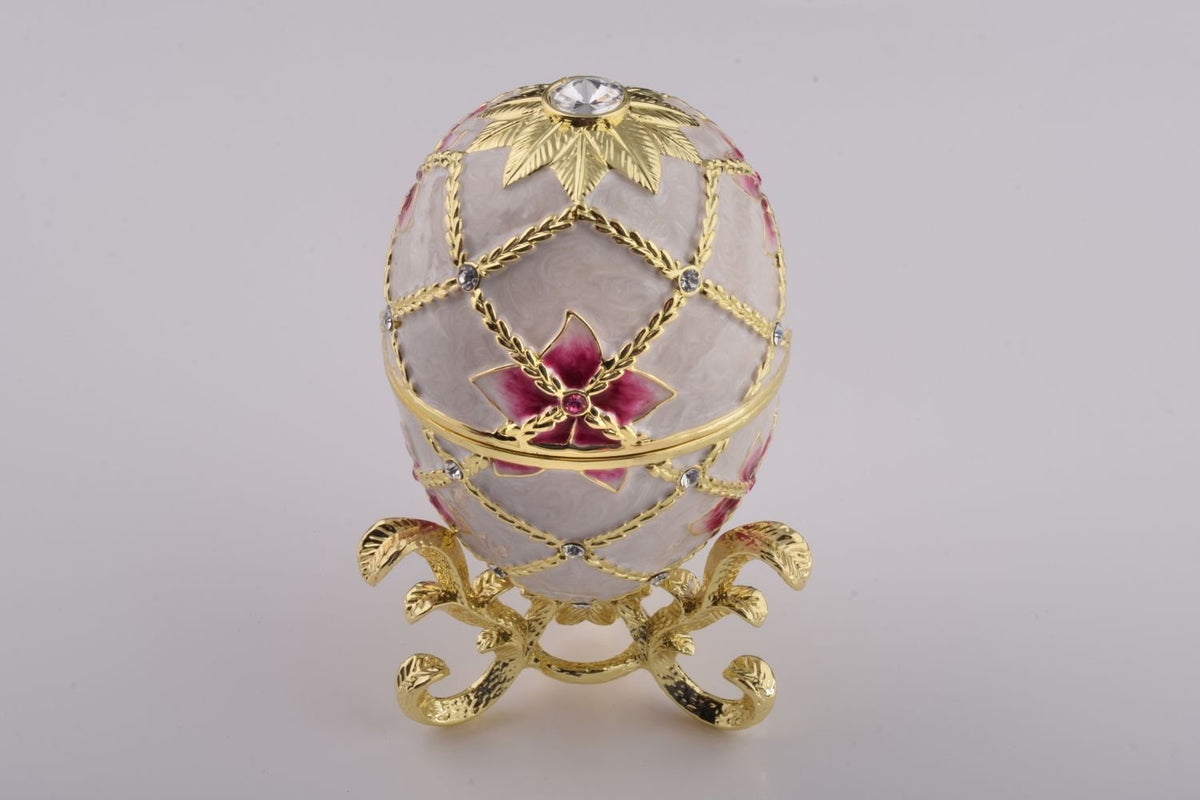 Keren Kopal White Egg with Flowers & Harp
