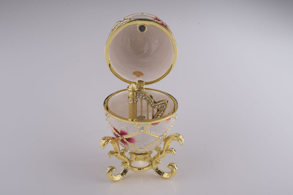 Keren Kopal White Egg with Flowers & Harp