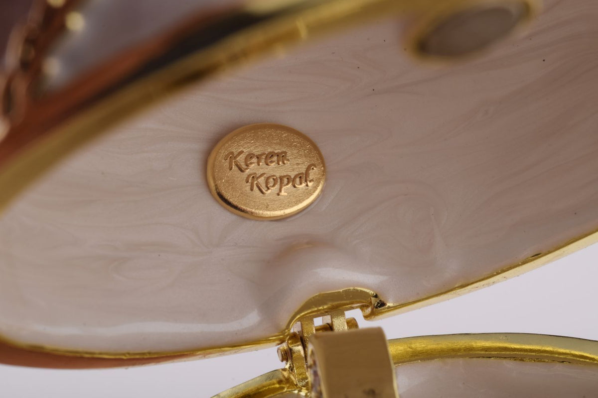 Keren Kopal White Egg with Flowers & Harp