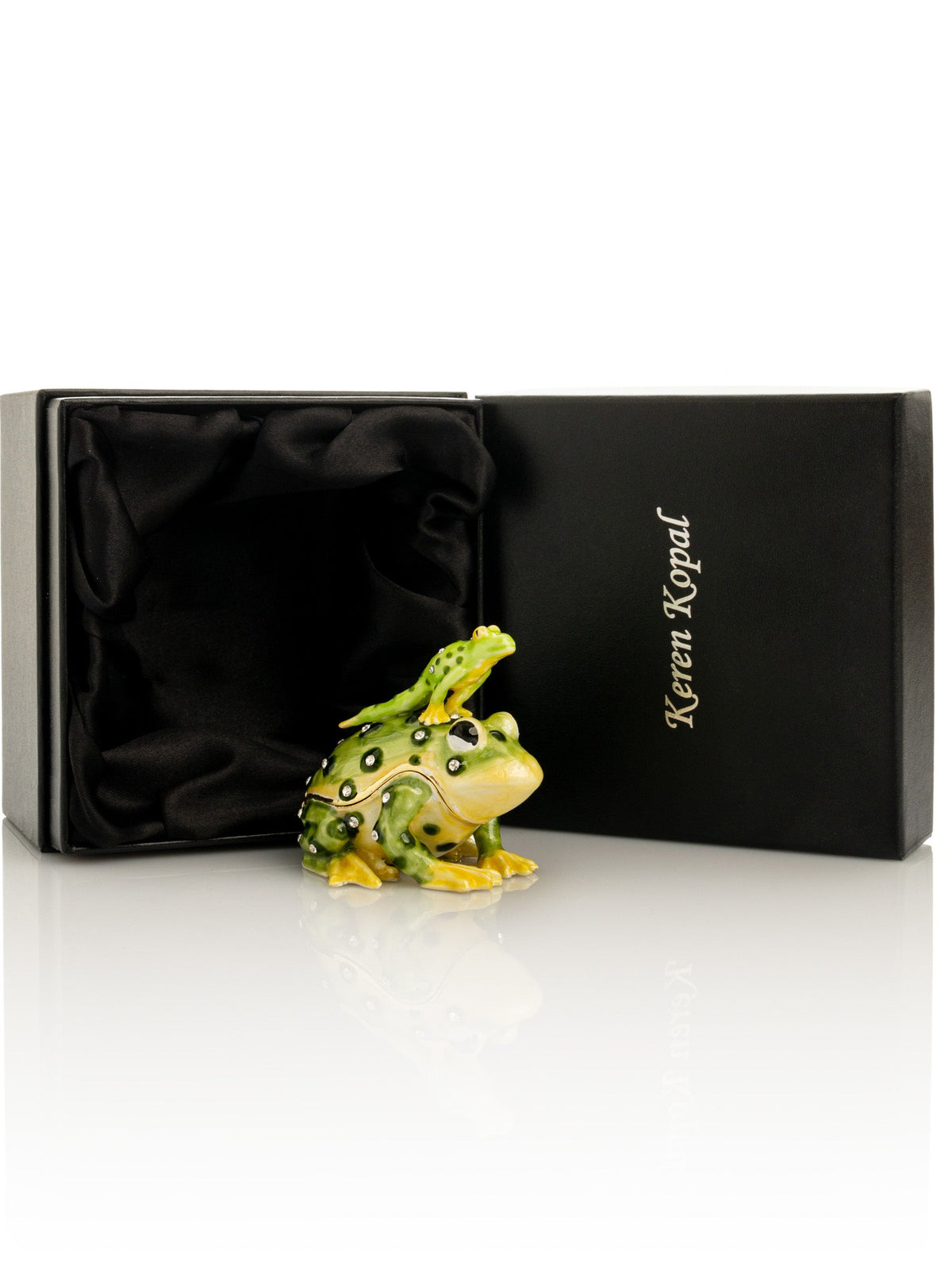 Keren Kopal Black Spotted Toad Frog with a Baby Frog on the back