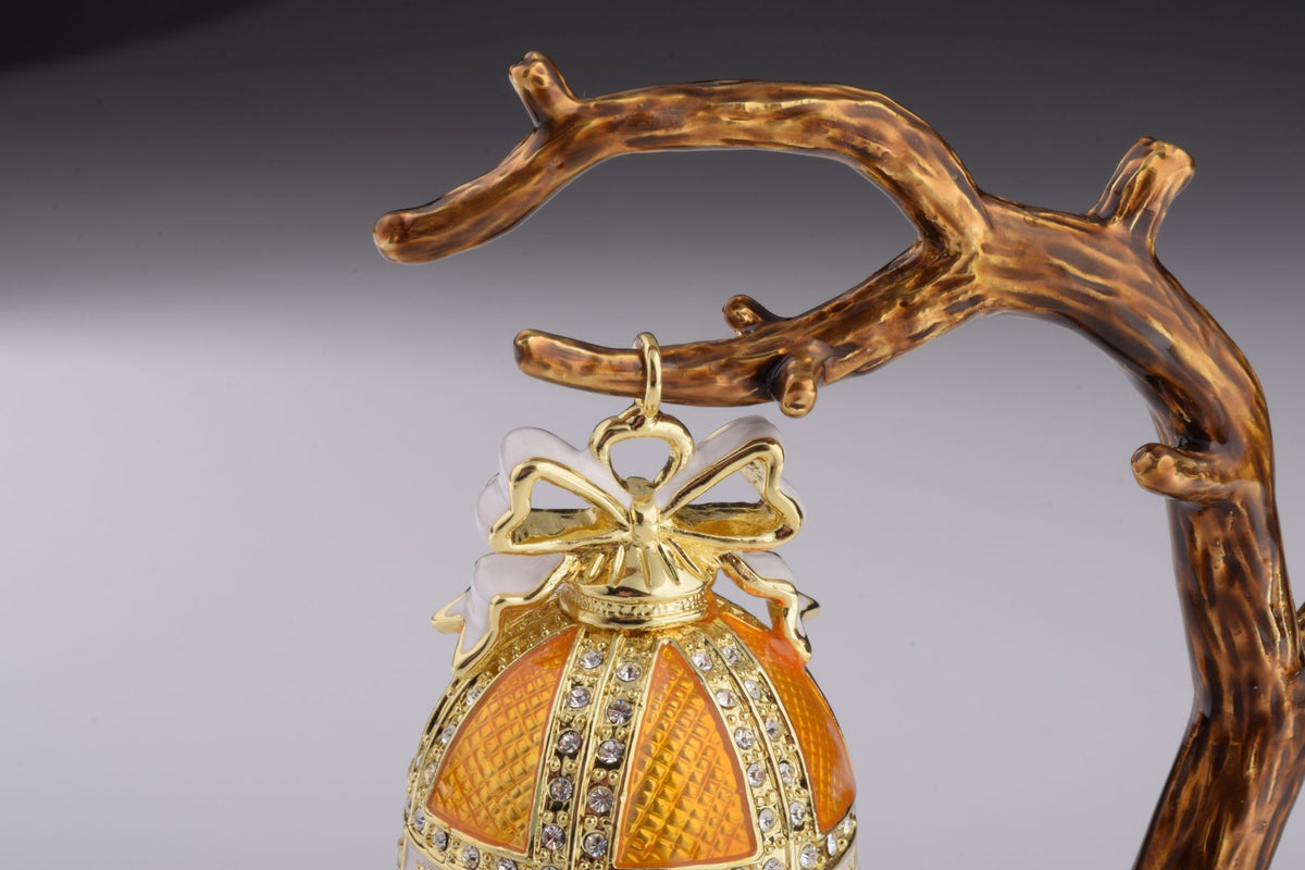 Keren Kopal Orange Russian Egg Hanging of a Tree Branch