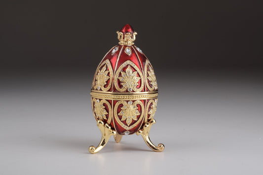 Keren Kopal Gold & Red Faberge Egg with Clock
