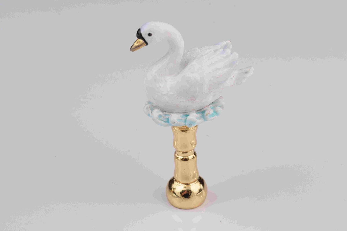 Keren Kopal Green Faberge Egg with Swan Inside