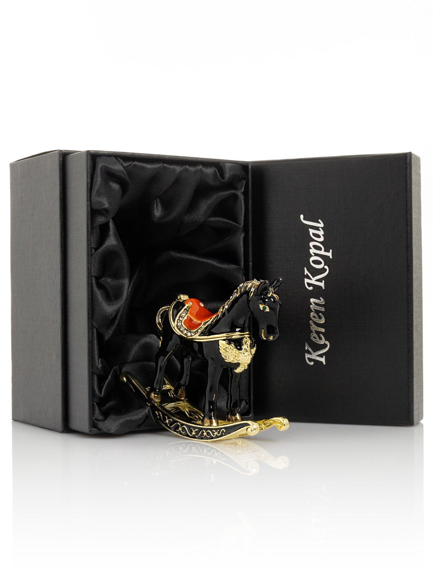 Keren Kopal Black & Gold Vintage Rocking Horse Trinket Box