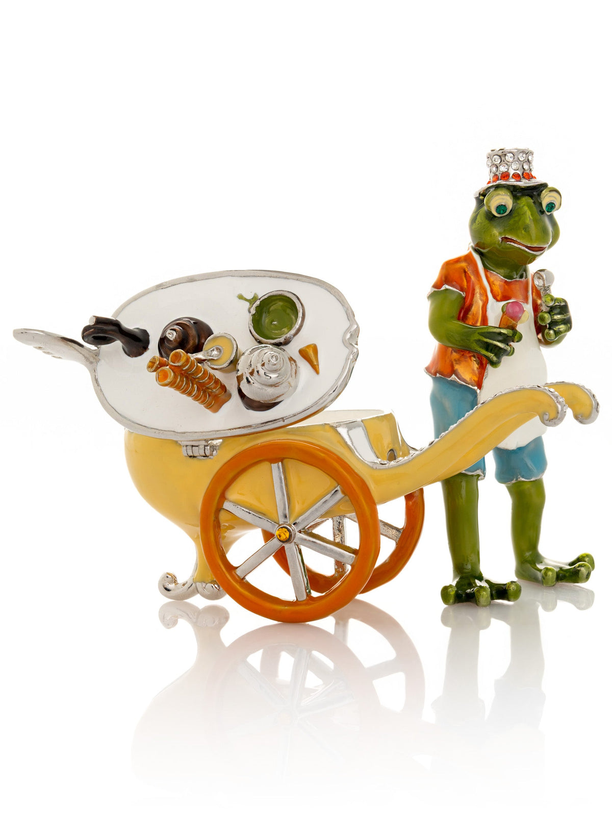 Keren Kopal Frog ice cream seller with a colorful ice cream cart
