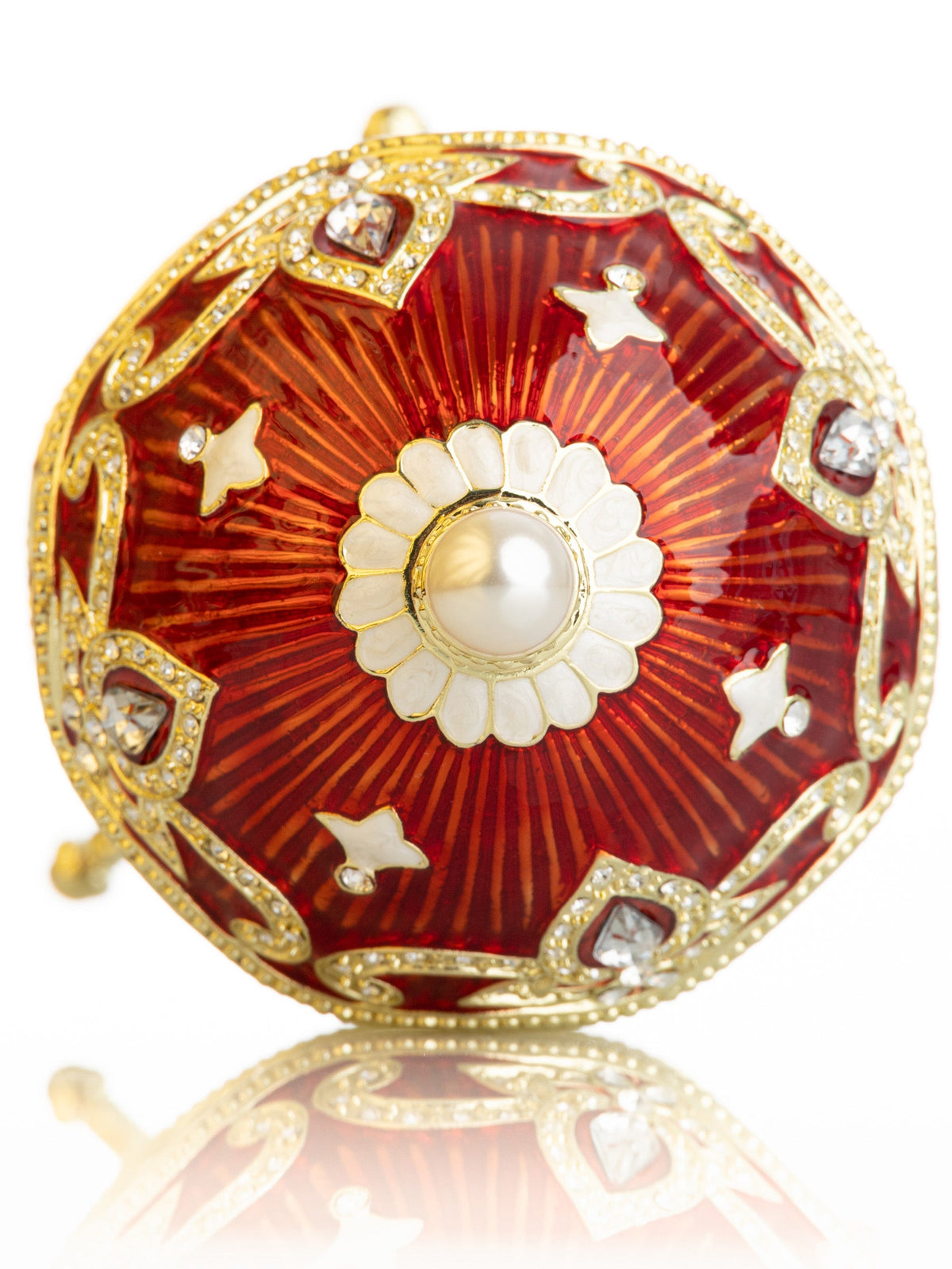 Keren Kopal Red Wind up Horse Carousel Faberge Style Egg