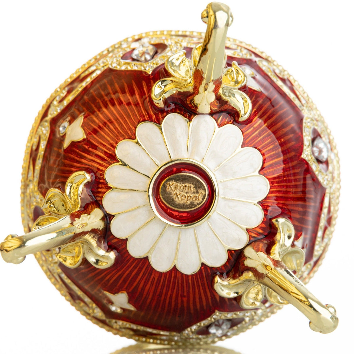 Keren Kopal Red Wind up Horse Carousel Faberge Style Egg