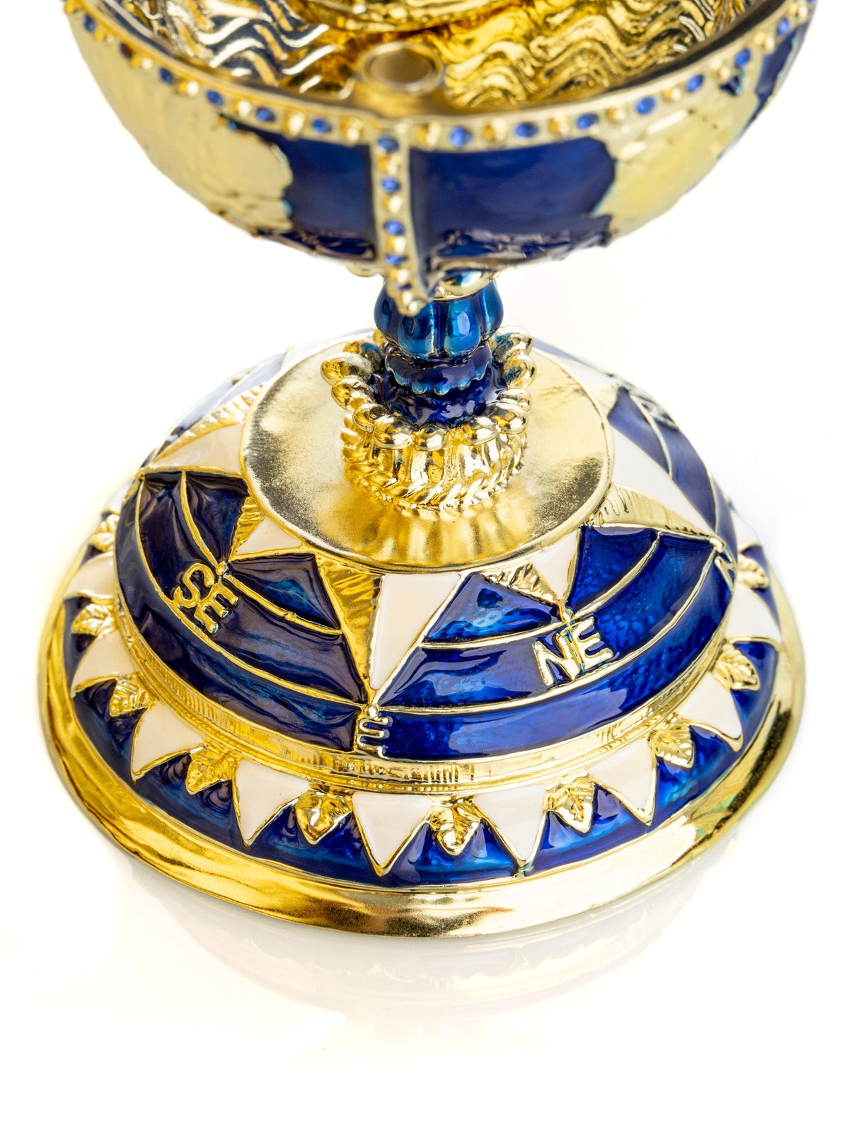 Keren Kopal Globe Faberge Egg with Sailing ship