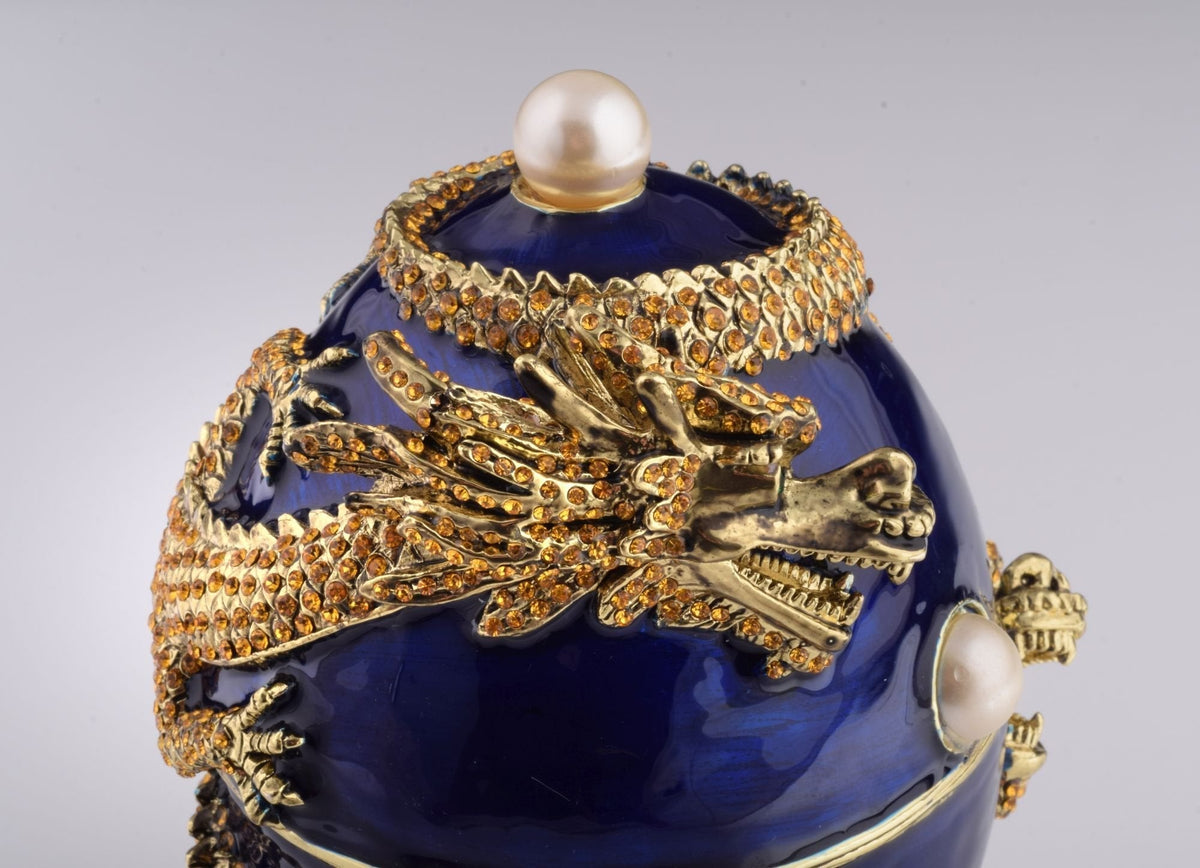 Keren Kopal Blue Faberge Egg with Dragon Music Playing Egg