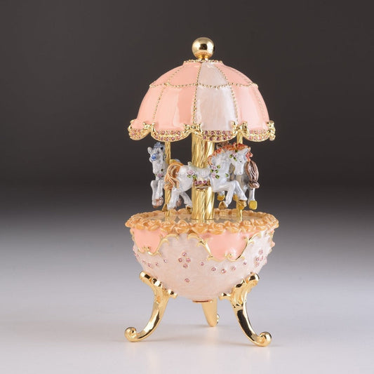 Keren Kopal Pink Wind up Carousel Faberge Egg