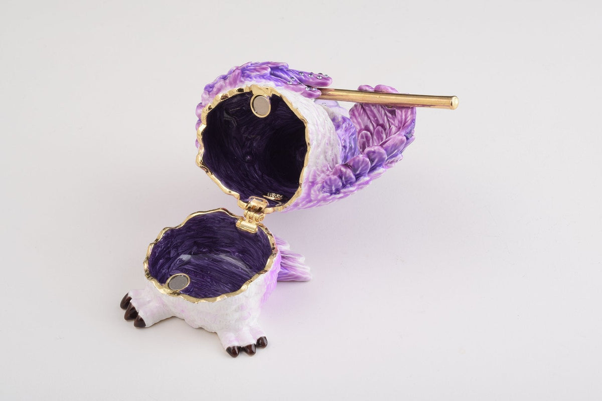 Keren Kopal Purple Owl Playing Flute Trinket Box