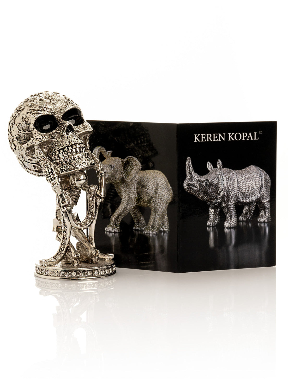 Keren Kopal Silver Skeleton holding Skull