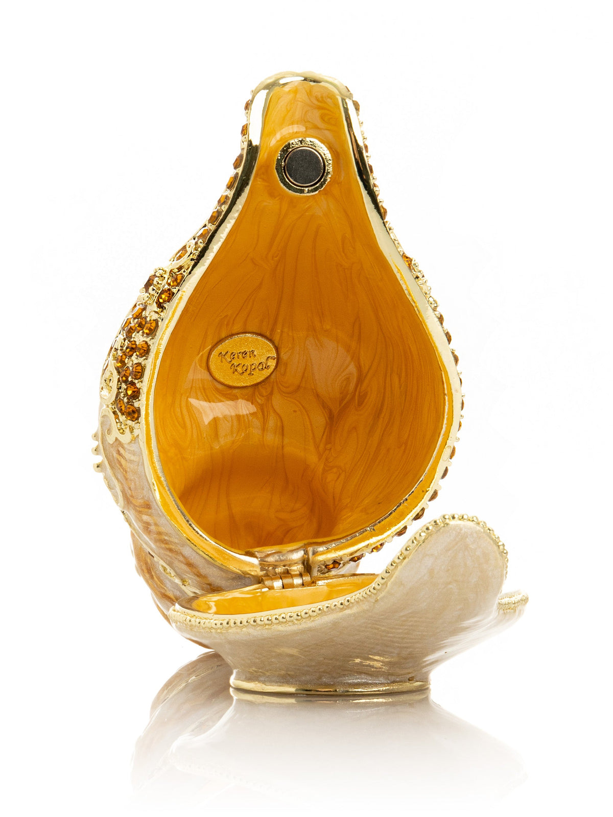 Elegant Gold & Crystal Seashell Trinket Box